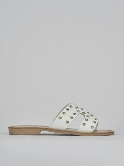 Ciabatta tacco 1 cm bianco pelle