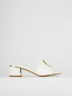 Ciabatta tacco 5 cm bianco pelle