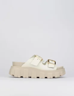 Ciabatta tacco 1 cm bianco pelle
