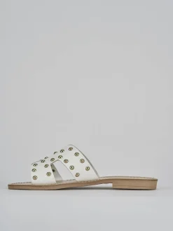Ciabatta tacco 1 cm bianco pelle