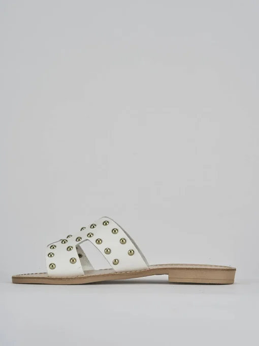 Ciabatta tacco 1 cm bianco pelle