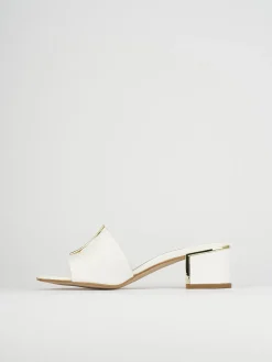Ciabatta tacco 5 cm bianco pelle