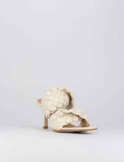 Ciabatta tacco 7 cm bianco pelle