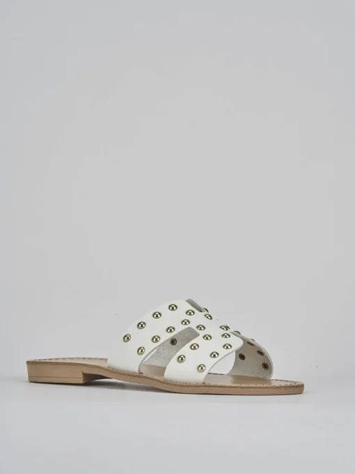 Ciabatta tacco 1 cm bianco pelle