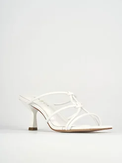 Ciabatta tacco 5 cm bianco pelle