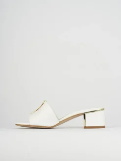 Ciabatta tacco 5 cm bianco pelle