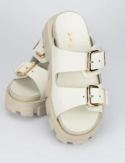 Ciabatta tacco 1 cm bianco pelle