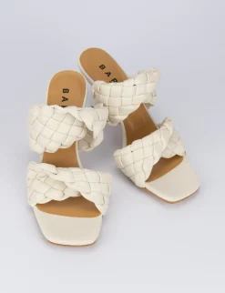 Ciabatta tacco 7 cm bianco pelle