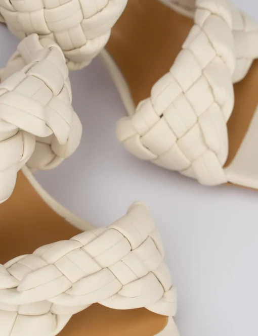 Ciabatta tacco 7 cm bianco pelle