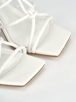 Ciabatta tacco 5 cm bianco pelle