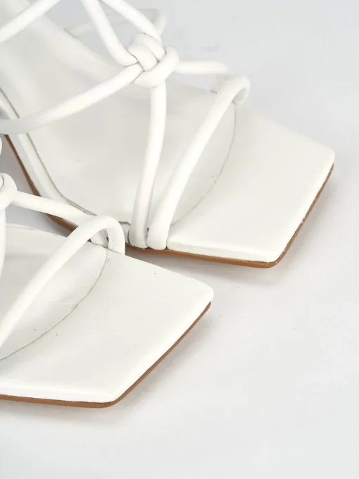Ciabatta tacco 5 cm bianco pelle
