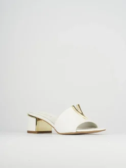 Ciabatta tacco 5 cm bianco pelle