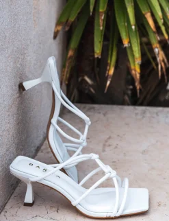 Ciabatta tacco 5 cm bianco pelle
