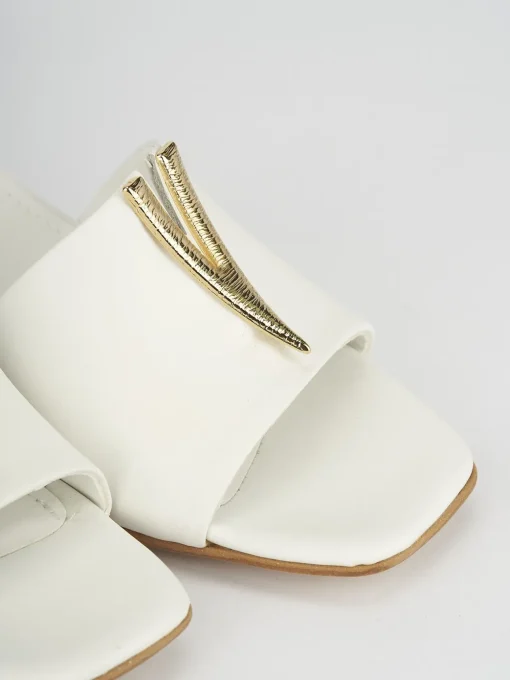 Ciabatta tacco 5 cm bianco pelle
