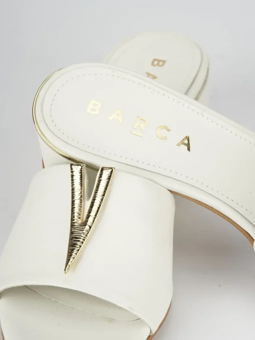 Ciabatta tacco 5 cm bianco pelle