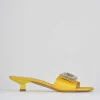 Ciabatta tacco 3 cm giallo raso