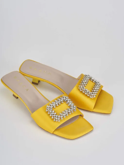 Ciabatta tacco 3 cm giallo raso
