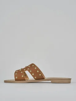Ciabatta tacco 1 cm marrone pelle
