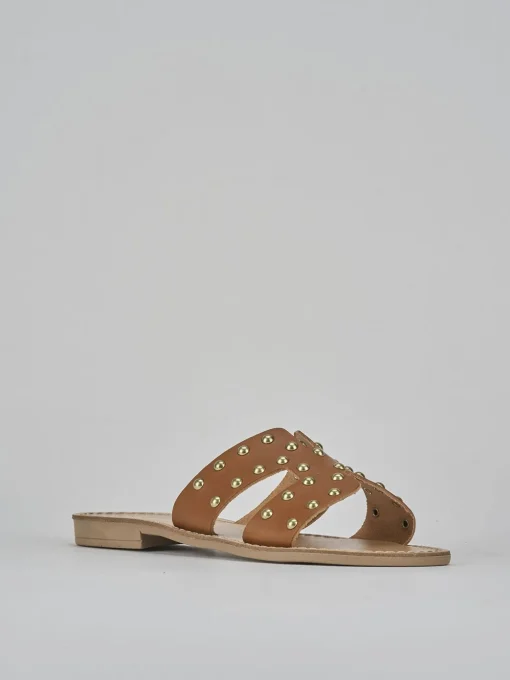 Ciabatta tacco 1 cm marrone pelle