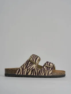Ciabatta tacco 1 cm multicolor pelle