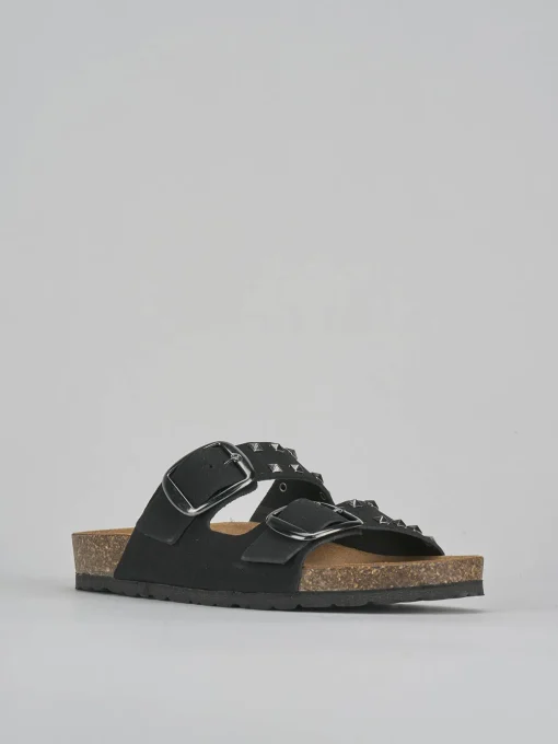 Ciabatta tacco 1 cm nero camoscio