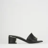 Ciabatta tacco 5 cm nero pelle