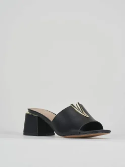 Ciabatta tacco 5 cm nero pelle