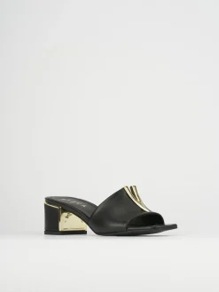 Ciabatta tacco 5 cm nero pelle