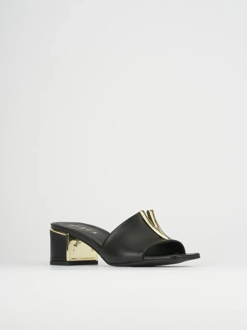 Ciabatta tacco 5 cm nero pelle