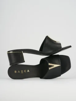 Ciabatta tacco 5 cm nero pelle
