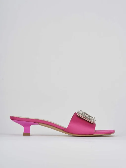Ciabatta tacco 3 cm rosa raso