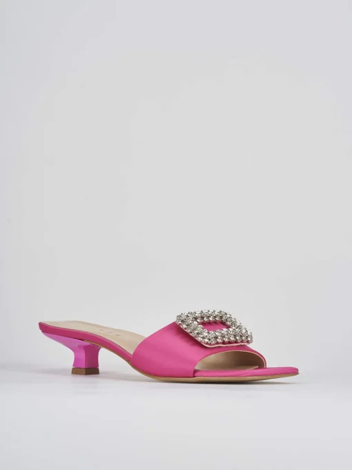 Ciabatta tacco 3 cm rosa raso
