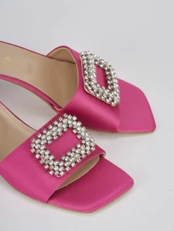 Ciabatta tacco 3 cm rosa raso