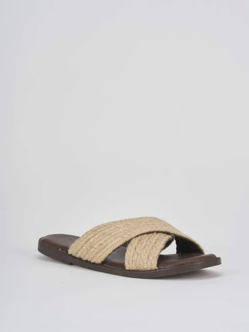 Ciabatta tacco 1cm beige pelle