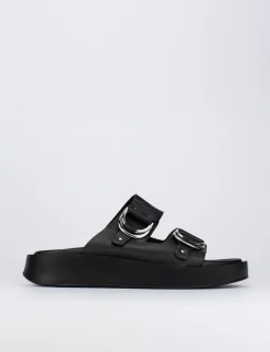 Ciabatta zeppa 2 cm nero pelle