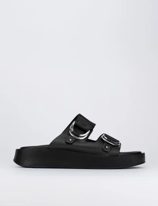 Ciabatta zeppa 2 cm nero pelle
