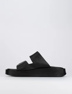Ciabatta zeppa 2 cm nero pelle