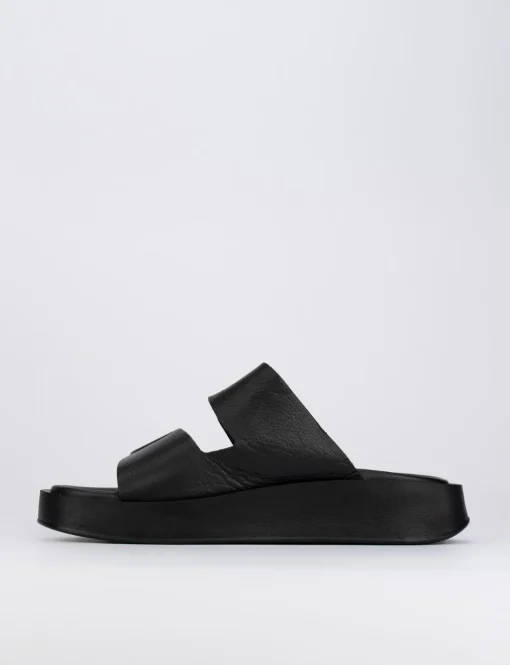 Ciabatta zeppa 2 cm nero pelle