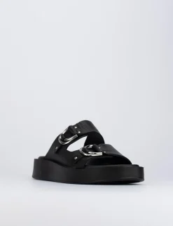 Ciabatta zeppa 2 cm nero pelle