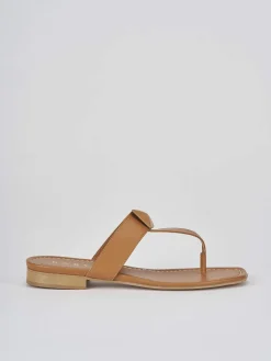 Ciabatte infradito tacco 1cm marrone pelle