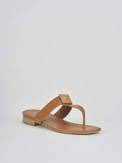 Ciabatte infradito tacco 1cm marrone pelle