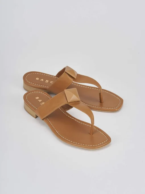 Ciabatte infradito tacco 1cm marrone pelle
