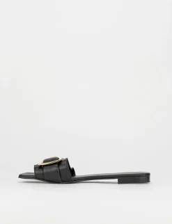 Ciabatte passeggio tacco 1 cm nero pelle