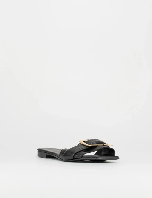 Ciabatte passeggio tacco 1 cm nero pelle