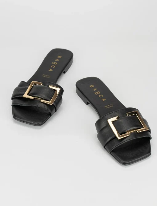 Ciabatte passeggio tacco 1 cm nero pelle