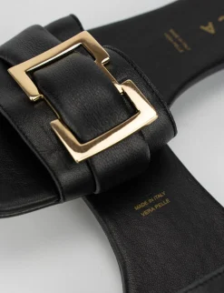 Ciabatte passeggio tacco 1 cm nero pelle