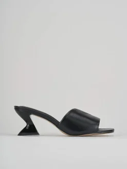 Ciabatte tacco 6cm nero pelle