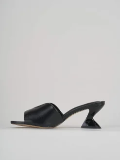 Ciabatte tacco 6cm nero pelle