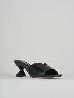 Ciabatte tacco 6cm nero pelle