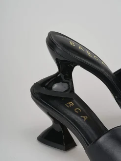 Ciabatte tacco 6cm nero pelle